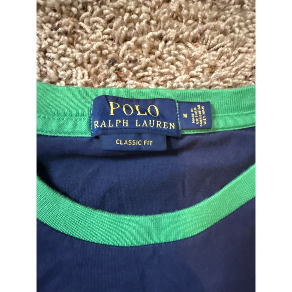 Polo Ralph Lauren Men's Blue Multi Colorblock Crew-Neck Classic Fit T-Shirt Med - Picture 3 of 6